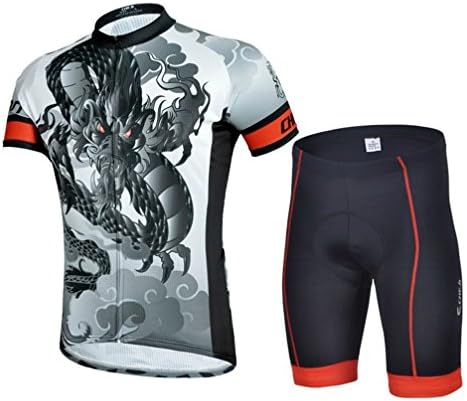 Bicycleworld Men's Short Sleeve Cycling Jersey 3D Padded Shorts Set Dragon Whistling Size XXXL