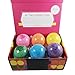 Kids BUBBLE Bath Bombs for GIRLS with Surprise Jewelry and Toy Treasures Inside by Two Sisters Spa. Set of 6 Large Fizzies in Gift Box. Safe, Fun Colors, Scented, Hand-made in the USA.
