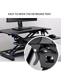 flexispot Stand Up conversor de computadora   Elevador para computadora con bandeja de teclado más profundas de lija para computadora portátil, Negro 28"