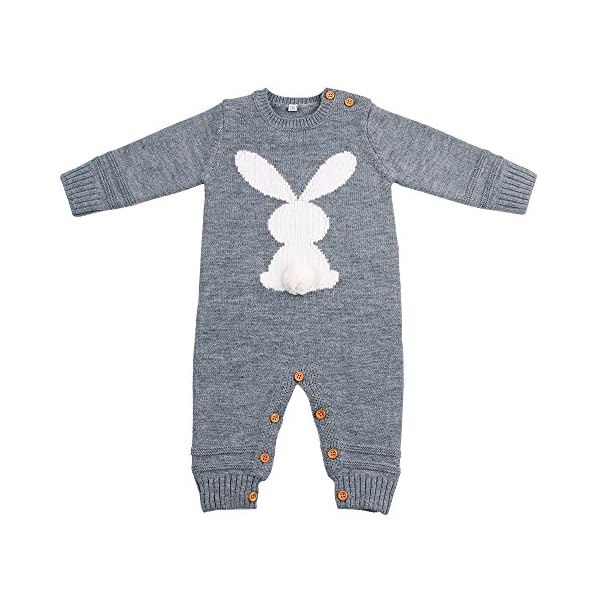 mimixiong Baby Sweater Toddler Jumpsuits Kid's Knitted Bunny Romper for Easter Christmas - Image 3
