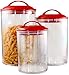 Food Storage Containers, BPA Free Airtight Canisters for Cereal, Pasta, Sugar, Coffee, Flour, Cookies, Loose Tea, for Kitchen Organization, Set of 3 by Reston Lloyd, Red