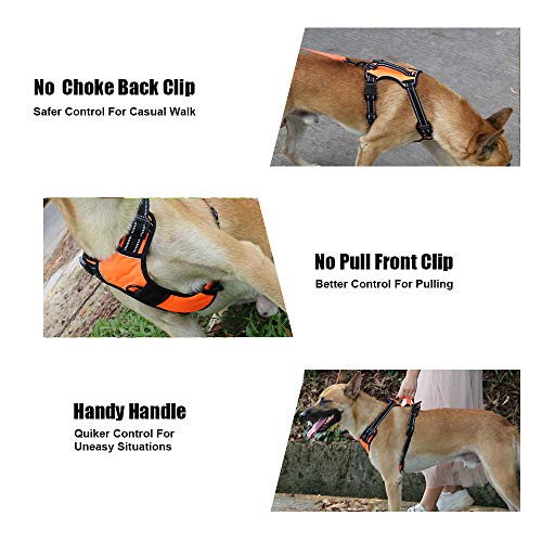 Dog Harness No Pull Dog Vest with Leash Adjustable & Reflective Pet Vest Harnesses and Leash Easy Control for Small Medium Large Dogs (Medium, Orange) - Thumbnail 3
