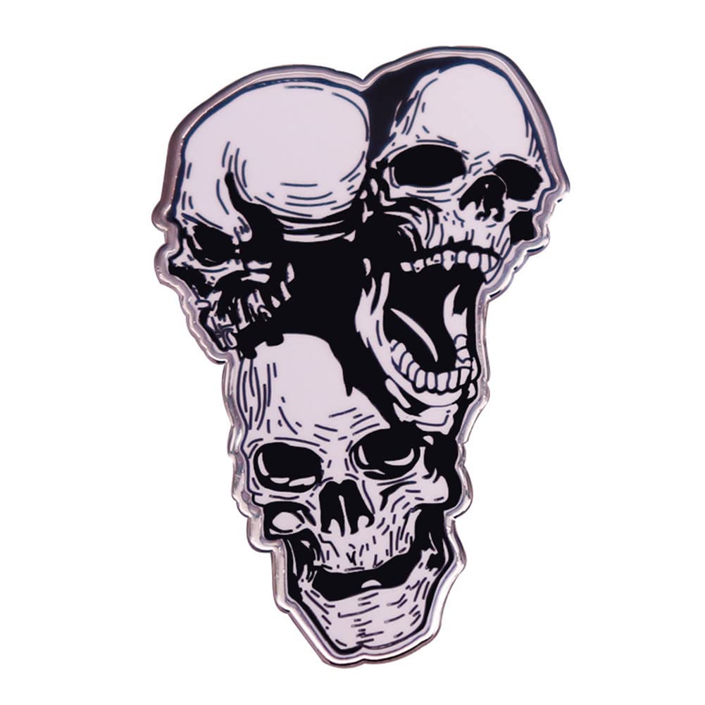 Halloween Gothic Skull Brooches 3 Head Skulls Punk Skull Brooches Jewelry Brooch Badge Jean shirt Bag Cartoon Jewelry Gift for Friend