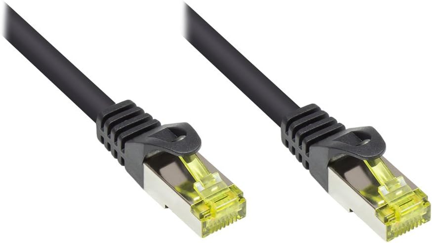 Good Connections Cat.5e Ethernet LAN Patch Cable Snagless RNS, SF/UTP, 100 MHz; Gigabit Capable (10/100/1000 Base-T Ethernet Networking) for Patch Panel, Switch, Router, Modem black 0.25 m