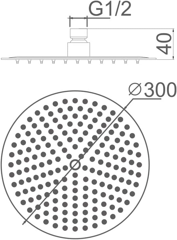 Ibergrif M20299 Rain Shower Head, 12 Inch Round Fixed Showerhead - Image 3