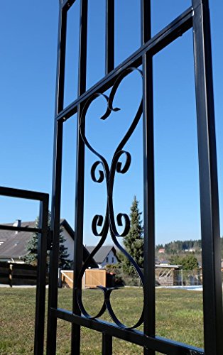 ALEOS. Eleganter XXL Rosenbogen Rankhilfe Pergola mit Tür Gartentür Gartentor aus Metall schwarz Modell 5044-G – Bild 6