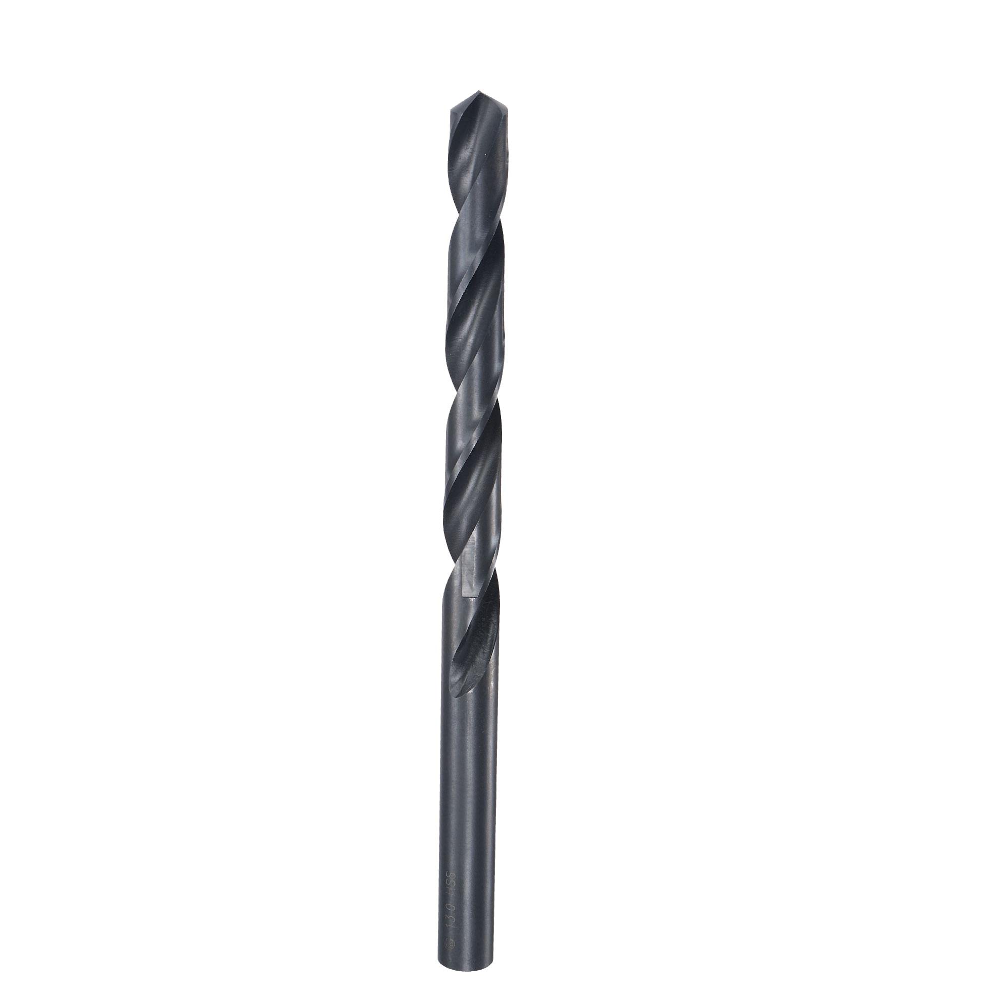 sourcing map High Speed Steel Lengthen Straight Shank Twist Drill Bit Fully Ground Black Oxide 13mm Drill Diameter 205mm Total Length 115mm Drill Bit Length