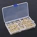Glarks 100-Pieces 6 Size Brass Plated Lag Eyebolts Screw-in Eye Shape Screw Hooks Hanging Hooks Assortment Set