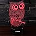 LJOYKID Owl 3D Led Night Light - Optical Illusion 7 Colors Touch Table Desk Visual Lamp with Remote Control Lamp for Gifts Toys for Children Kids