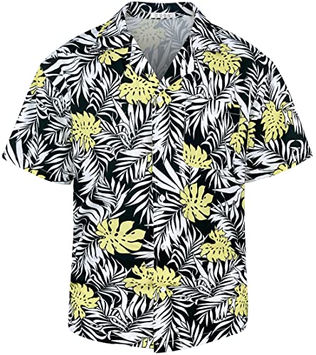 AINIKO Men's Short Sleeve Hawaiian Shirt Quick Dry