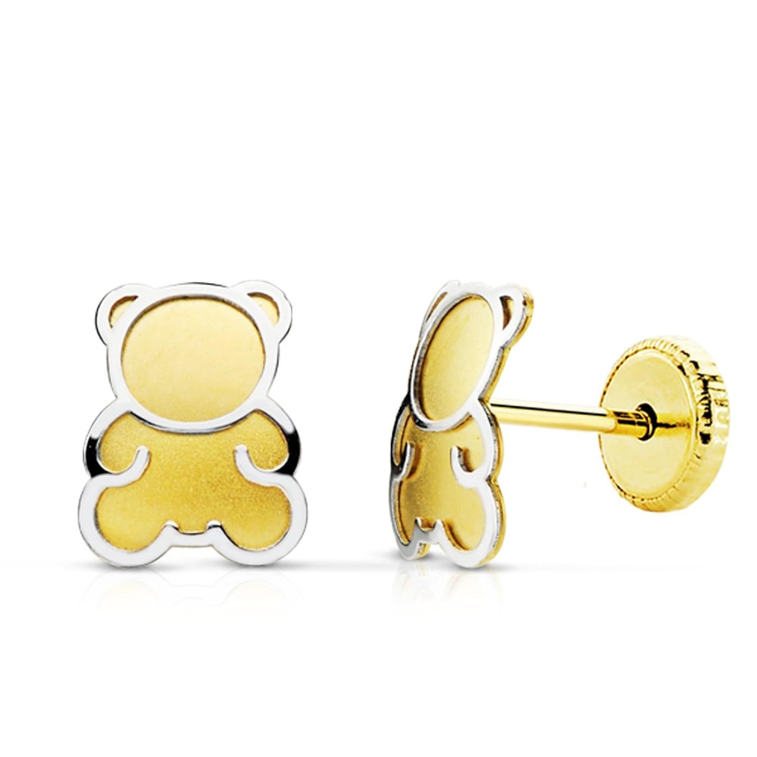 Pendientes bebe niña oso osito oro bicolor k mm rosca