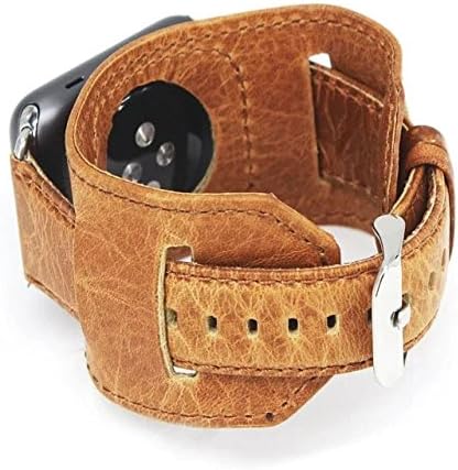 Compatible with 42mm Apple Watch Band, Cuff Bracelet Leather Band Strap Fit for 42mm Apple Watch Series 3/Watch Series 2/Series 1 (42mm,Brown)