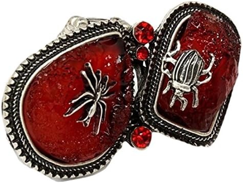 Red Stretch Ring H6 Insect Spider Beetle Bug Stones Scarab Beetle Big Fashion Jewelry