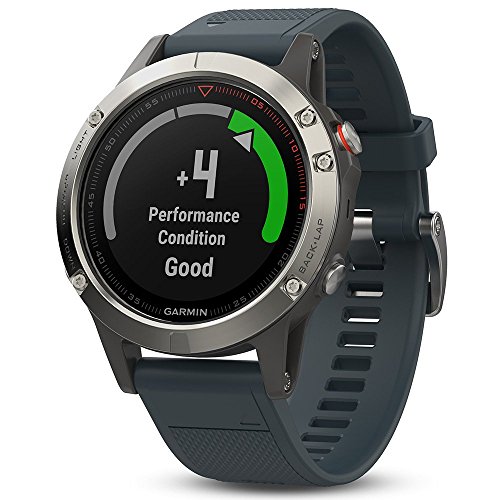 Garmin Fenix 5 - Silver with Granite Blue Band (Renewed)