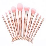 Yoseng Makeup Brush Set Mermaid Beauty Cosmetic Tools Kabuki Professional Fishtail Bottom Blush Foundation Blending Eyeliner Powder Eyeshadow Cream Concealer Eyebrow Brushes 10psc (champagne)