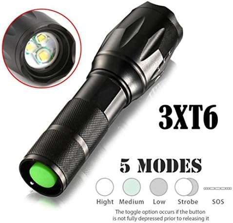 LED Flashlight 15000 Lumens, Waterproof Zoomable 3T6 LED Flashlight By huichang