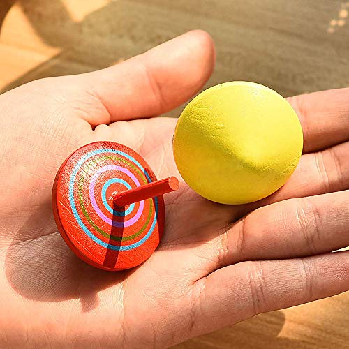 C-pop Multicolor Wooden Spinning Top Toy, Kids Novelty Wooden Colorful Gyroscopes Toy, Assorted Standard Tops Flip Tops, Kindergarten Education Toys, 10 Pack