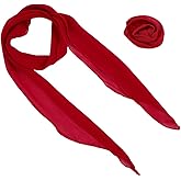 CABODYALS Chiffon Silk Flower Scarf Sheer Lace Long Neck Scarves With Rose Clips Floral Headbands for Women Bride Costumes