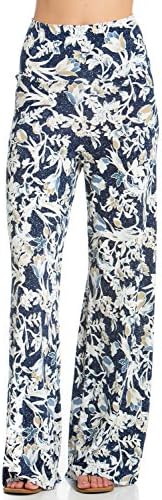 Cody Line Women's Casual Bohemian Wide Leg Palazzo Pants (2X-Large, E264SKFC Navy Ivory)
