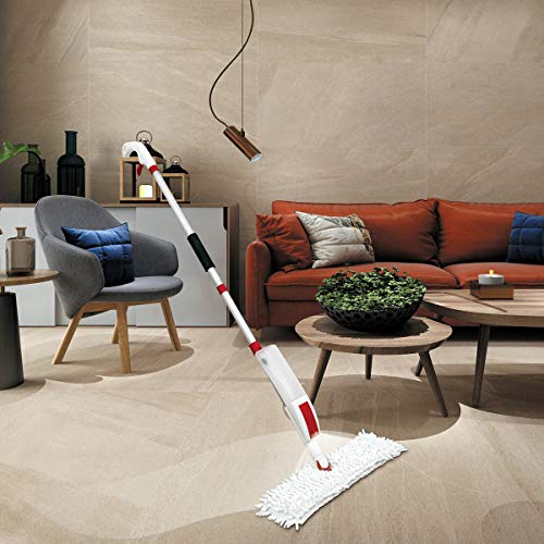 VENETIO Flip Spray Mop for Floor Cleaning with 2 Reusable Pads & 1 Refillable Bottle & 1 Extra Squeegee Head - Dual-sided Flat Microfiber Mop Cleaner for Wood, Hardwood, Laminate, Tile, Vinyl, Ceramic