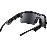 Cycling Bluetooth Glasses with Open-Ear Hi-Fi Audio, AI Noise-Canceling Mic, UV400 Protection, IPX4 Waterproof, All-Day Battery, Ultra-Light 40g, Wind Noise Reduction, for Biking, Running & Scootering