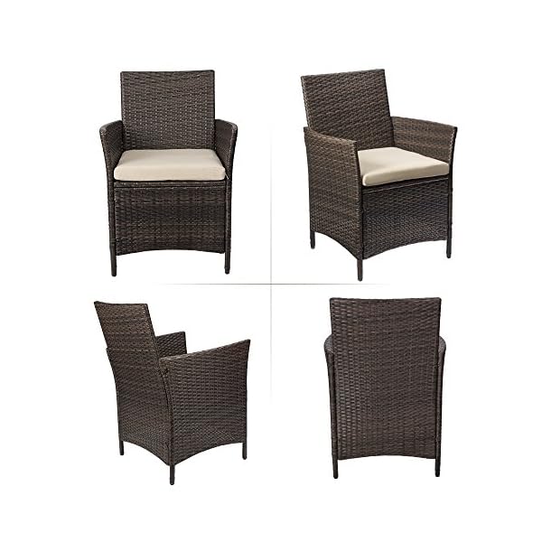 Devoko Patio Porch Furniture Sets 3 Pieces Pe Rattan Wicker Chairs With Table Outdoor Garden Furniture Sets Brown Beige Trp