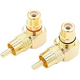 RCA Right Angle Adapter Gold-Plated 2-Pack 90 Degree RCA Adapter Plug Connector