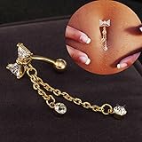 Hot Shining Jewelry Bow Diamond Navel Ring Belly Ring Dangle Body Piercing