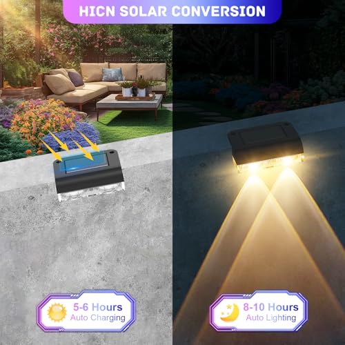 A.bigwhale Solar Outdoor Wall Light, Solar Fence Lights for Outdoor Fence, Pack of 6 Waterproof Solar Lights for Outdoor, Garden, Wall, Balcony, Terrace, Staircase