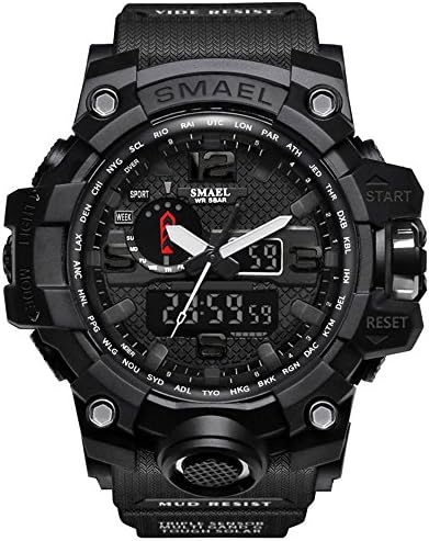IRELOJ Men's Large Face Dual Dial Analog Digital Quartz Military Sport Watch 164FT Water Resistant
