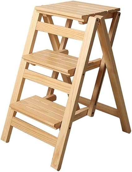 Cao Life Triple Step Ladder Stool Solid Wood Folding 3 Steps Household Multifunctional Steps Library Stool Step Ladder Wood Colour Amazon De Kuche Haushalt