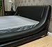 GREATIME Modern Trending Waved Bed, Upholstered Faux Leather, Easy Assembly, Strong Wood Slats Support Platform Bed (King Size, Black Color)