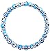 2282 Turkish Evil Eye Murano Glass Bead Stretch Bracelet with Crystal Spacers for Protection and Good Luck