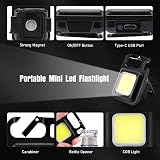 Aceshop Mini LED COB Flashlight 500 Lumens Rechargeable Keychain Bottle Opener view 3