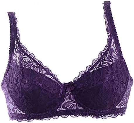 Kin Bobo Multi-colour Sexy Womens Ladies Push Up Brassiere Underwire Non-Padded Lace Bra Dark Purple 38