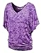 LL Womens V Neck Short Sleeve Tie Dye Drape Dolman Top - Made in USA