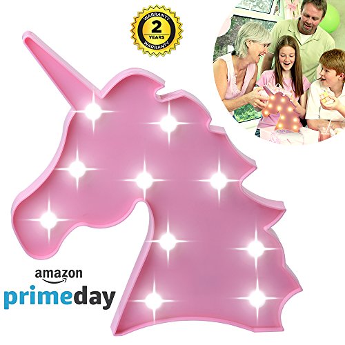 Unicorn Night light, Lamp Kids Marquee Letter Lights Unicorn shape Signs Light Up Party Wall Decoration Battery Operated Children Night lamp, Baby Nursery Lamp Bedroom light (Pink)