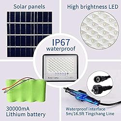 2 Pack 100W LED Solar Flood Lights Outdoor with
