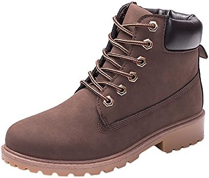 WUIWUIYU Mens Womens High-Top Lace Up Ankle Boots Combat Booties Outdoor Walking Hiking Trekking Shoes