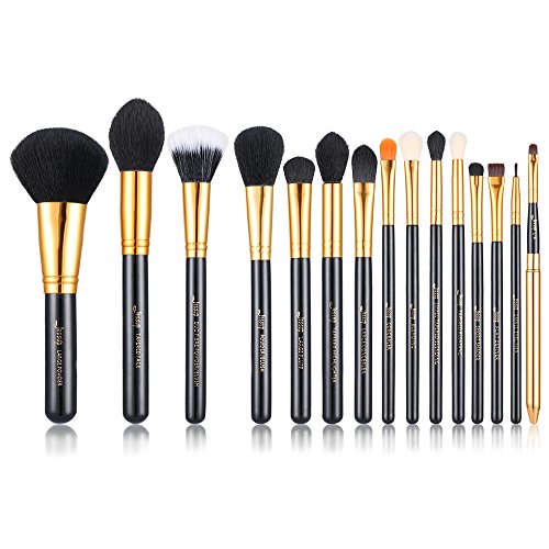 Jessup 15 pcs black/gold pro makeup brushes makeup brus…