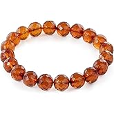 Amber by Mazukna Natural Baltic Amber Bracelet for Women and Men – Stretch Wristband with Faceted Beads, Lightweight Unisex Jewelry Gift for Daily and Casual Wear