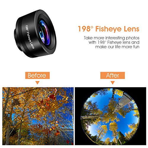 AFAITH Objectif de Caméra pour Smartphone, 3 en 1 Kit d’Agrafe de Lentille de Téléphone Portable, Objectif Macro 20X…