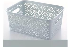 1pc Plastic Hollowed Out Basket, Cosmetic Storage Box, Home Organization And Storage Supplies For Kitchen Bathroom Bedroom, B