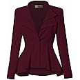 Hybrid & Company Women's Casual Work Office Dressy Double Lapel Single Button Peplum Comfortable Blazer