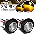 Partsam 2Pcs 3/4 Inch Led Marker Lights 3 Wires 3 LED, 3/4 Inch Led Turn Signal Lights and Trailer Marker Lights, Clear Lens