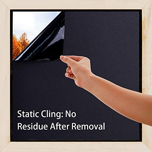 Homein Blackout Window Film Privacy Matte Black, Self Adhesive Glass