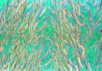 DichroMagic COE 90 3mm Teal / Pink on Clear Ripple Fusible Dichroic Glass 2" x 4"