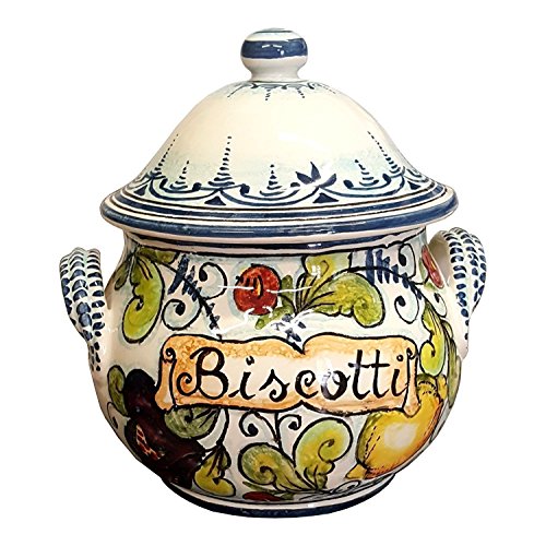 CERAMICHE D'ARTE PARRINI- Italian Ceramic Cookies Jar Biscotti Hand Painted Made in ITALY Tuscan Art Pottery