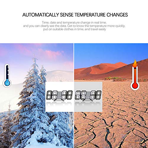 3D Digital Clock, Desktop or WallMounted Alarm Clock, with 3 Automatic