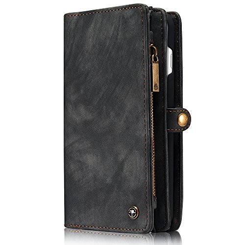 Leather Wallet Magnetic Detachable Phone Case Case with Card Holder Flip Cover for IPhone XS, Grey